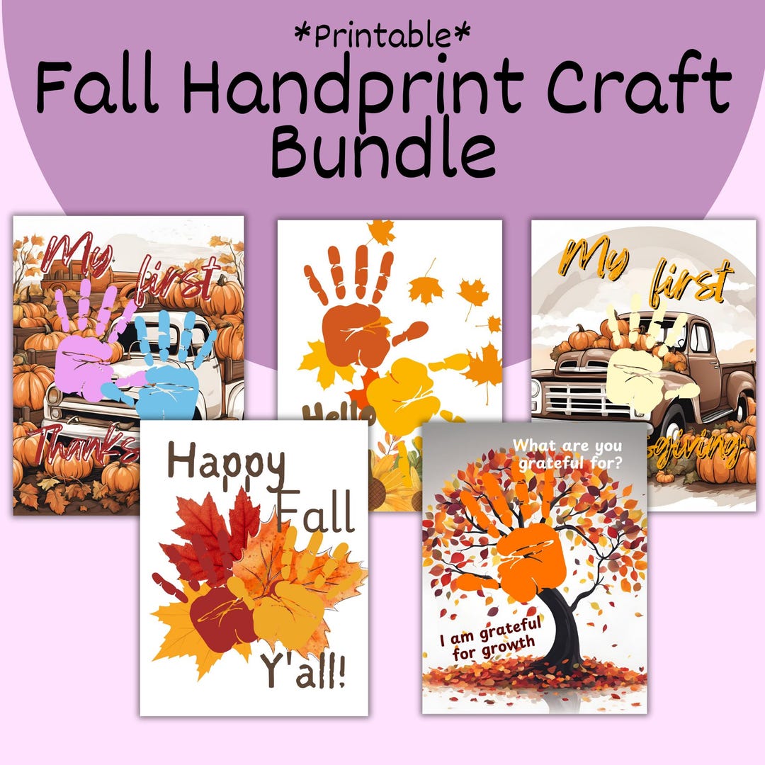Autumn Handprint Keepsake Art Bundle of 10: Fall Designs (digital ...