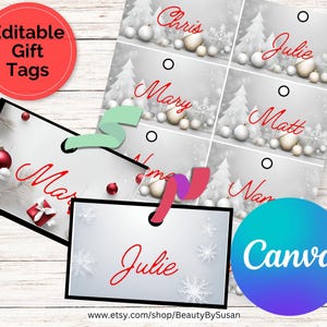 Editable Christmas Gift Tags | Personalized Gift Tags | Custom Christmas Gift Tag | Gift Tag Canva Template | Printable | Digital Download