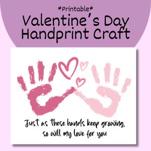 Capture the Moment With Handprints | Valentine&#39;s Day Handprint Craft | Printable Handprint Artwork | Digital Download