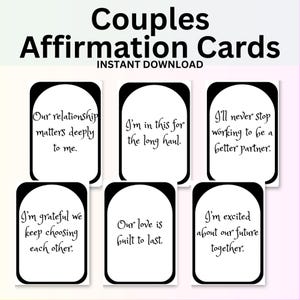 Couples Affirmation Cards: Romantic Love Notes, Printable Connection Kit (Digital Download)