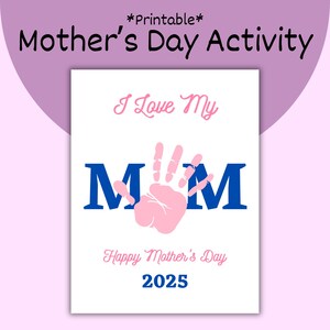 Impronta della mano per la festa della mamma / Impronta della mano artigianale stampabile / Regalo personalizzato per la mamma / Bambino, neonato, bambino piccolo, bambino piccolo