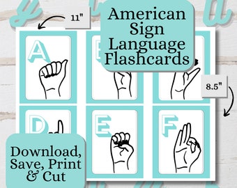 ASL Flashcards: Learn Sign Language Alphabet & Numbers (Digital Download)