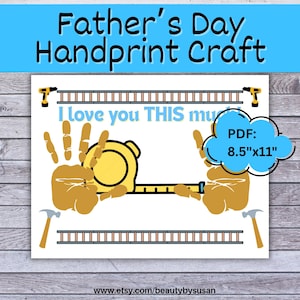 Tools Handprint Craft Printable | Kids Art - Nursery, Fridge | Father&#39;s Day Keepsake Gift | Kid, Baby, Toddler, Child Handprint Craft