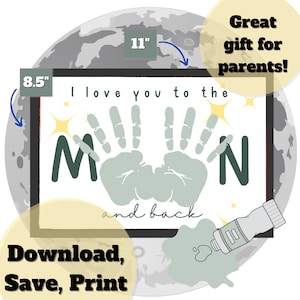 Moon Handprint Keepsake Craft | DIY Baby Handprint Art | Toddler Handprint Painting | Personalized Memory Gift | Kids Handprint Activity