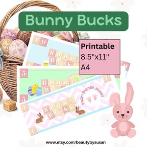 Printable Bunny Bucks for Kids - Easter Reward Money - 1, 5, 10 Buck Increments - Easter Egg Hunt Printable - Fun Easter Activity for Kids
