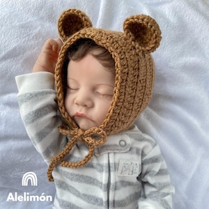 Baby bear hat | crochet baby bear hat bonnet for preemie | newborn | toddler| gender neutral