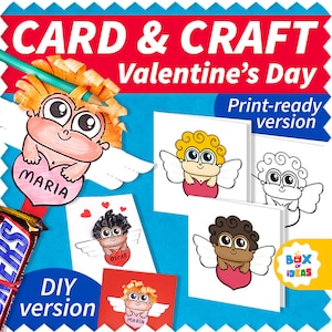DIY Amor Schokoladen-Bevorzugungs- und Karten-Kit • Machen Sie Ihre eigene Karte druckbar • Kinder-Kartenherstellungs-Kit • Kartenherstellungs-Kit für Kinder • Bastel-Kit für Kinder