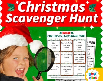 Christmas Scavenger Hunt Game for Kids Indoors • Printable Clues Cards • Family Holiday Party Games for Zoom • Fun Xmas Morning Activity