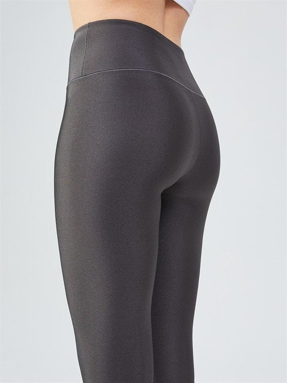 Womens Summer Light Breathable Yoga Fitness Workout Leggings Shimmer Dark  Grey One Size 