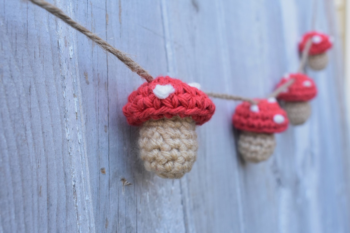 Crochet Mushroom Garland Etsy