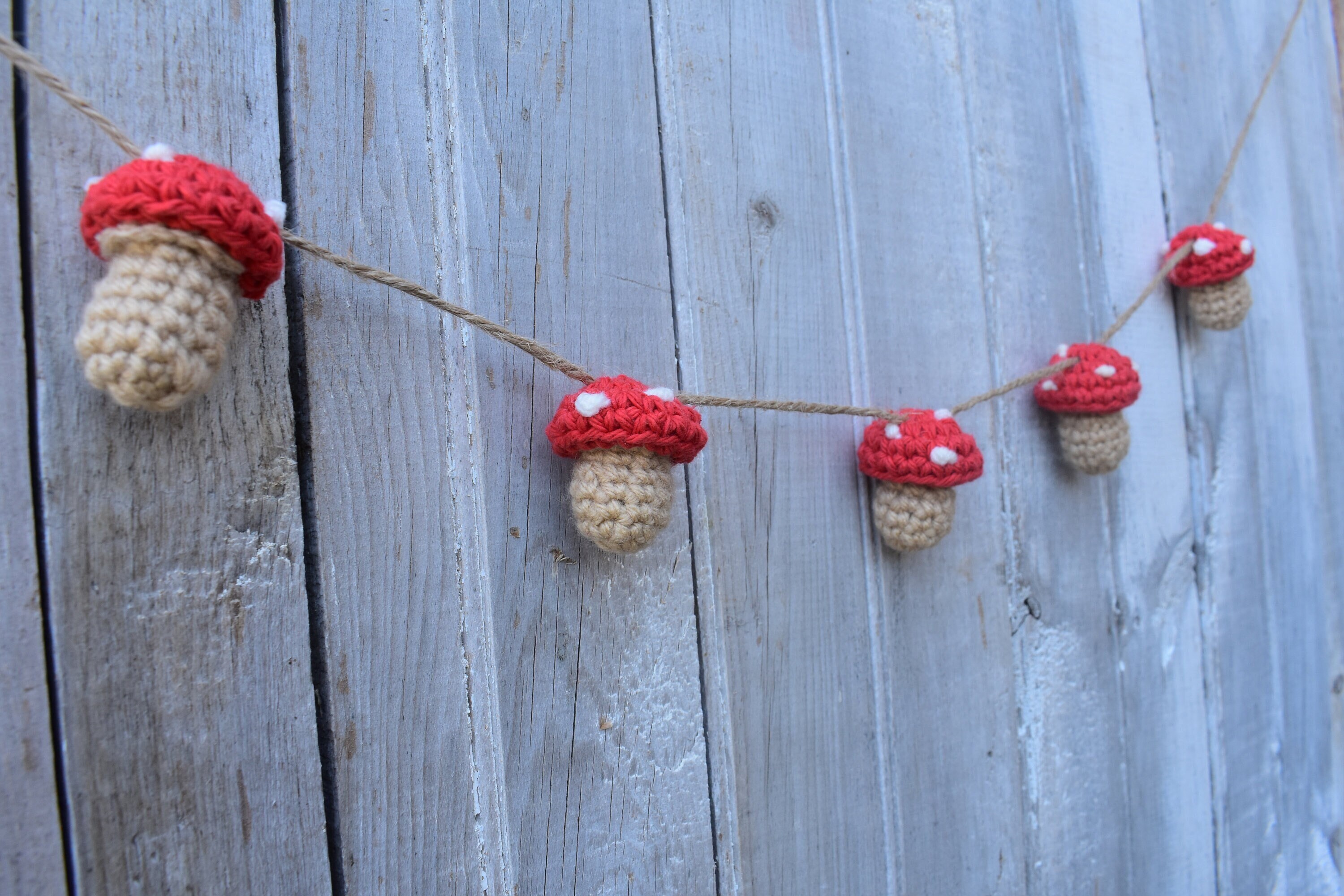 Crochet Mushroom Garland Etsy