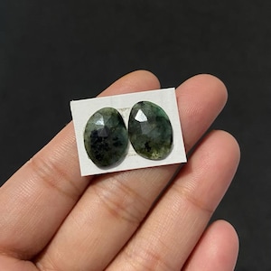 100% Natural Emerald Rose Cut Pair - Gorgeous Emerald 2 Pcs. - Raw Emerald Crystal Stones - Best Loose Gemstone - Emerald Earrings Gemstones