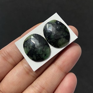 100% Natural Dark Green Emerald Stones - 2 Pcs Matching Emerald Gemstone - Rose Cut Emerald Earring Pair - Raw Stones Crystal Gemstones Set