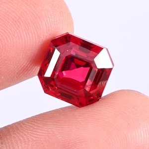 Asscher Cut Mozambique Ruby Gemstone for Ring Making (11X9 MM) Personalized Gift
