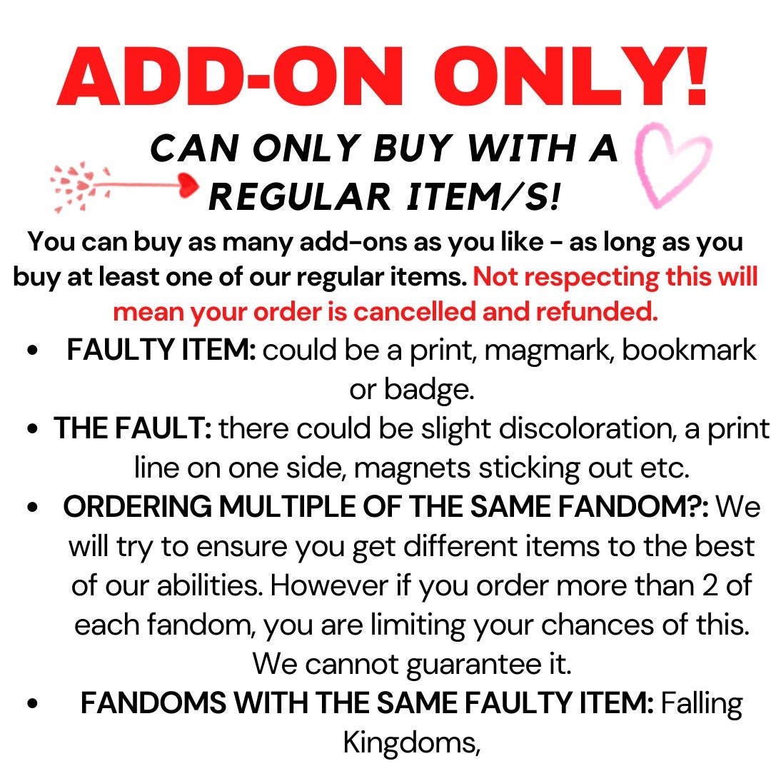 ADDON ONLY Faulty Item can Only Buy With a Regular Item/s Etsy