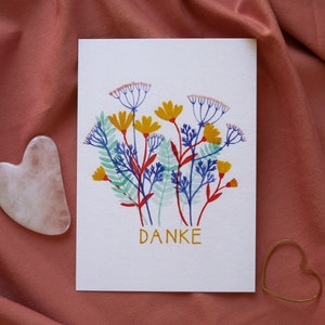Postkarte Blumenstrauß Danke, Dankeskarte mit Blumen Format A6, Dankeskarte Freunde Dankeskarte Lehrer Dankeskarte Kollegen
