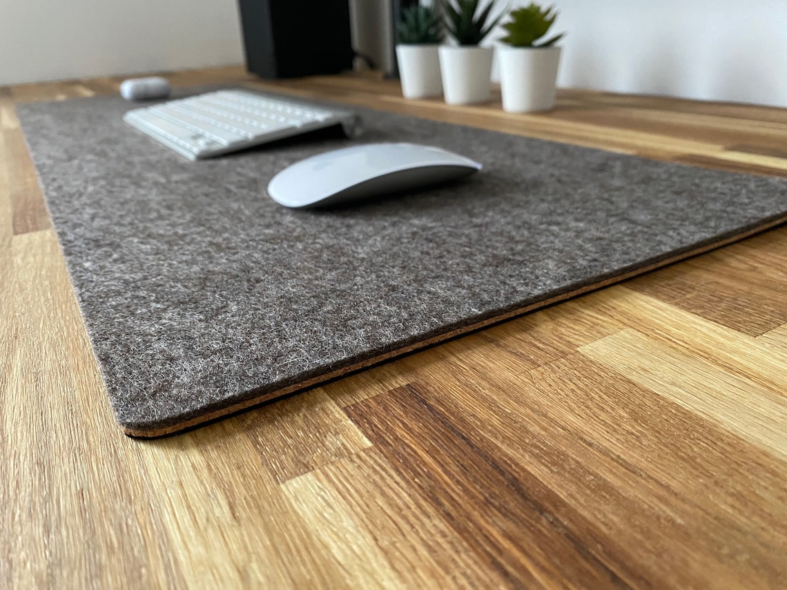 Desk Mat Pad Natural Brown Premium Wool Felt Natural Cork Etsy