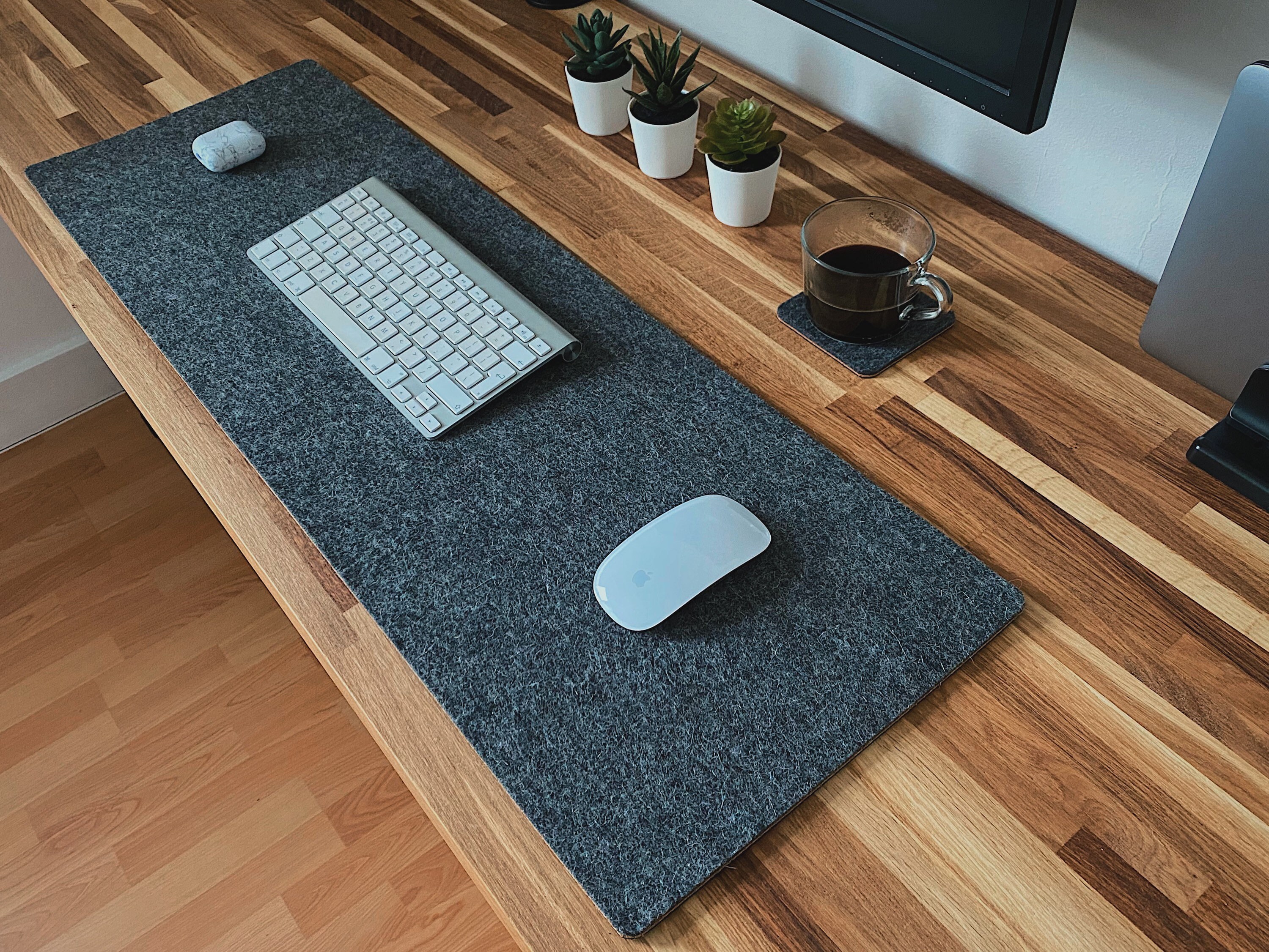 Tapis de bureau Mat Dark Grey Premium Wool Felt Natural Cork Etsy