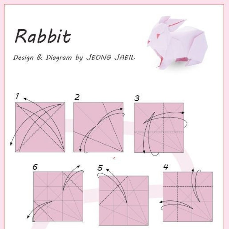 Origami Diagram How to Fold a Rabbit Etsy UK