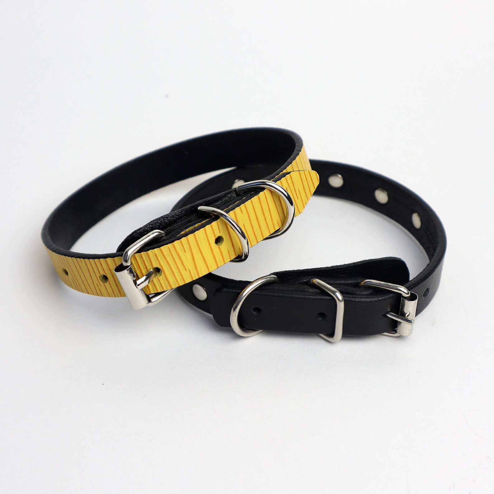 Yellow Leather Dog Collar Dog Collar With Rivets Dog Collar Etsy