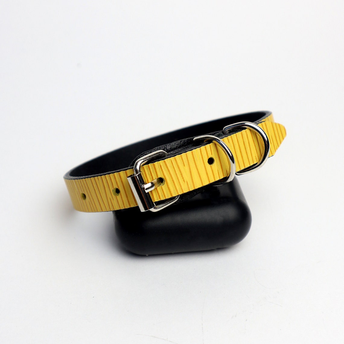 Yellow Leather Dog Collar Dog Collar With Rivets Dog Collar Etsy