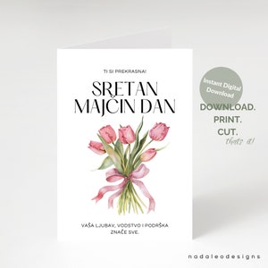 Kroatische Mutter-Tageskarte, Blumen-Digital-Karte für Mama, 13x18 Digitaldruck, Grußkarte Muttertag, Kroatien-Druck, Majka, spezielle Mama-Karte