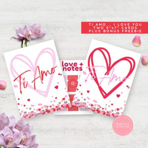 Set of 2 Italian Ti Amo I Love You cards; 5x7 PDF Digital Download Printable; Love Greeting Card; Cute Valentine; Romantic Italy Lovers