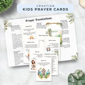 Croatian prayer cards printable; traditional Catholic; faith fun learning; catholic teaching for kids; 4"x6" cards, digital instant download