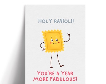 Funny Italian birthday card printable, 5x7” digital download, pasta pun birthday card, punny birthday printable, italian card for foodie