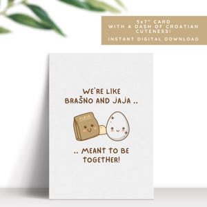 Linda tarjeta de amor imprimible croata 5x7 PDF tarjeta de felicitación ternura croata amor Aniversario descarga digital tarjeta para ella tarjeta para él