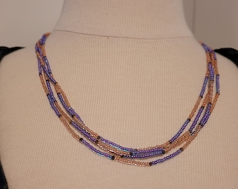 Late March Glass Bead Ombre Necklace with Tibetan Silver Toggle Clasp