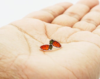 Dainty carrot stud earrings, cute, tiny, unique quirky hypoallergenic jewellery, super cute gifts, minimalistic design, miniature carrots