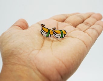 Kawaii Japanese Sushi Stud Earrings / Kawaii Uramaki maki food theme jewelry / hypoallergenic plastic kid friendly / cutesy girl teen gifts