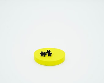 Quirky Puzzle Piece Stud Earrings / Dainty Minimalistic cute fun hypoallergenic plastic jewellery / shiny black earring gifts 4 modern women