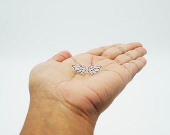 Cute Angel Wings Stud Earrings / Dainty Delicate hypoallergenic plastic back jewellery / Best Friend Gifts / Guardian archangel kids studs