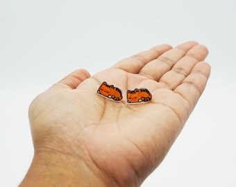 Orange Bob Cat Stud Earrings / For Animal Lovers Quirky, Fun and Whimsical / Gift for Girls Best Friends / Cat owners gifts / cute gifts