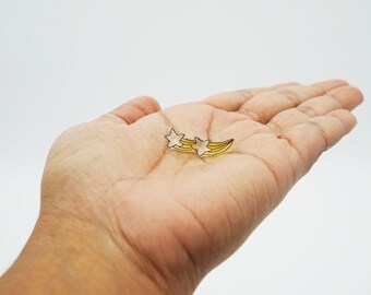 Lucky Falling Star Stud Earrings / Make a wish Earrings / Good vibes kids jewellery / Girls night semi transparent jewellery / friends gifts