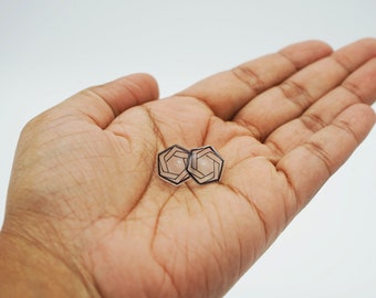 Back to Basics Earrings / Geometric Hexagon / Cute shape and fun studs / Hypoallergenic plastic back fun earrings / Retro jewelry