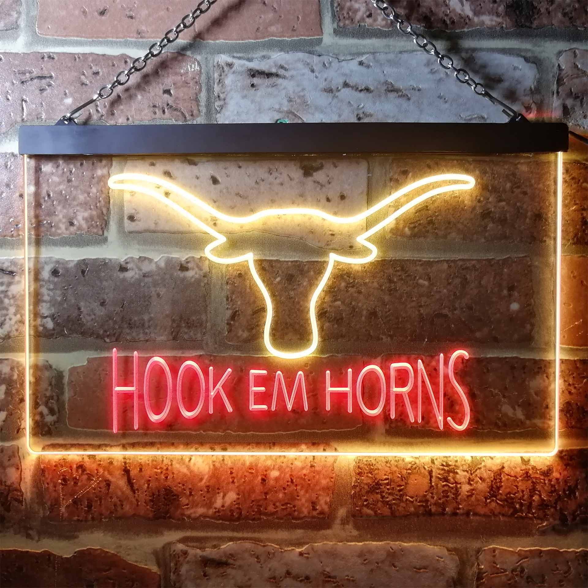 Hook Em Horns University of Texas Two Color LED Neon Sign Etsy