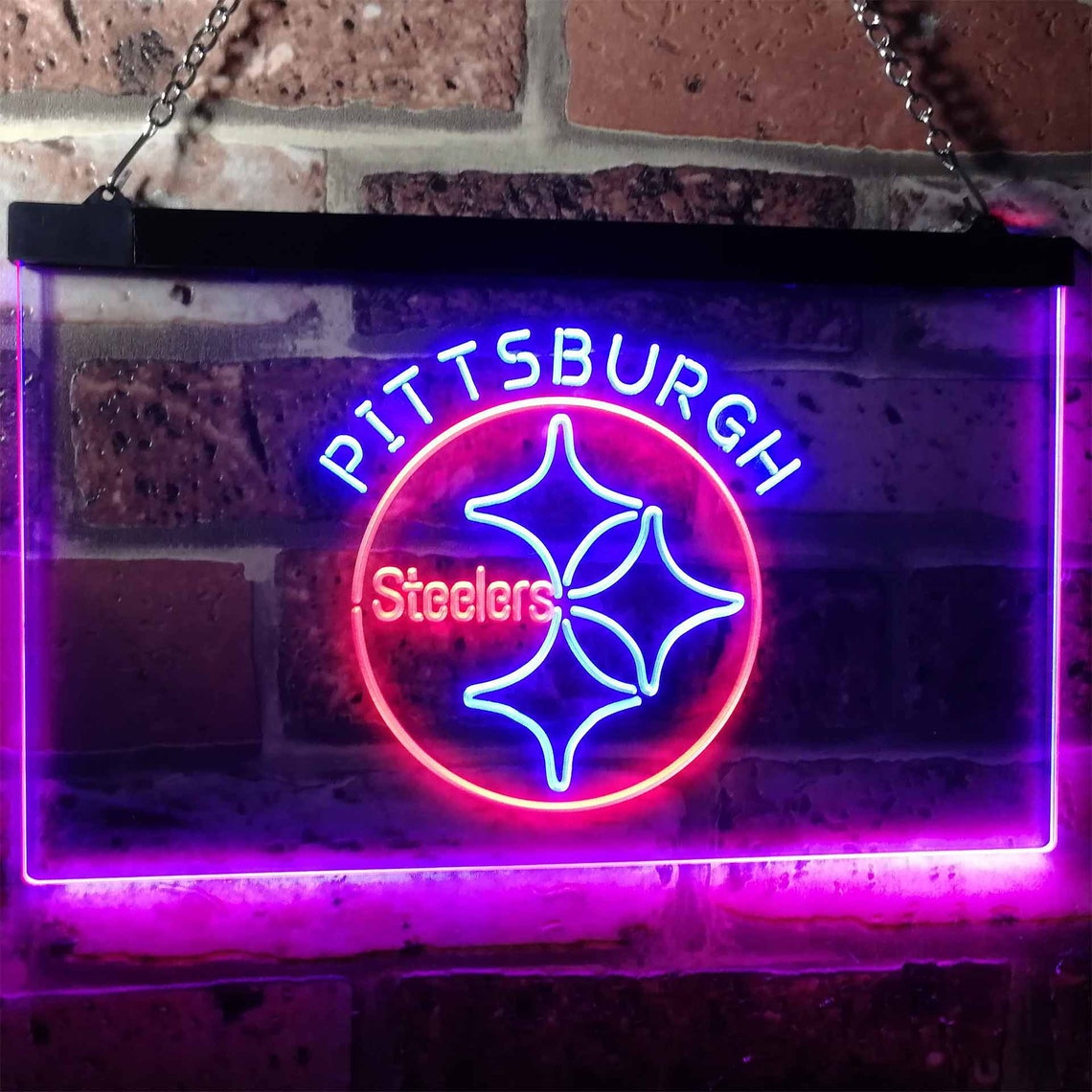 Pittsburgh Steelers Football Bar Decor Two Color LED Neon Sign Etsy
