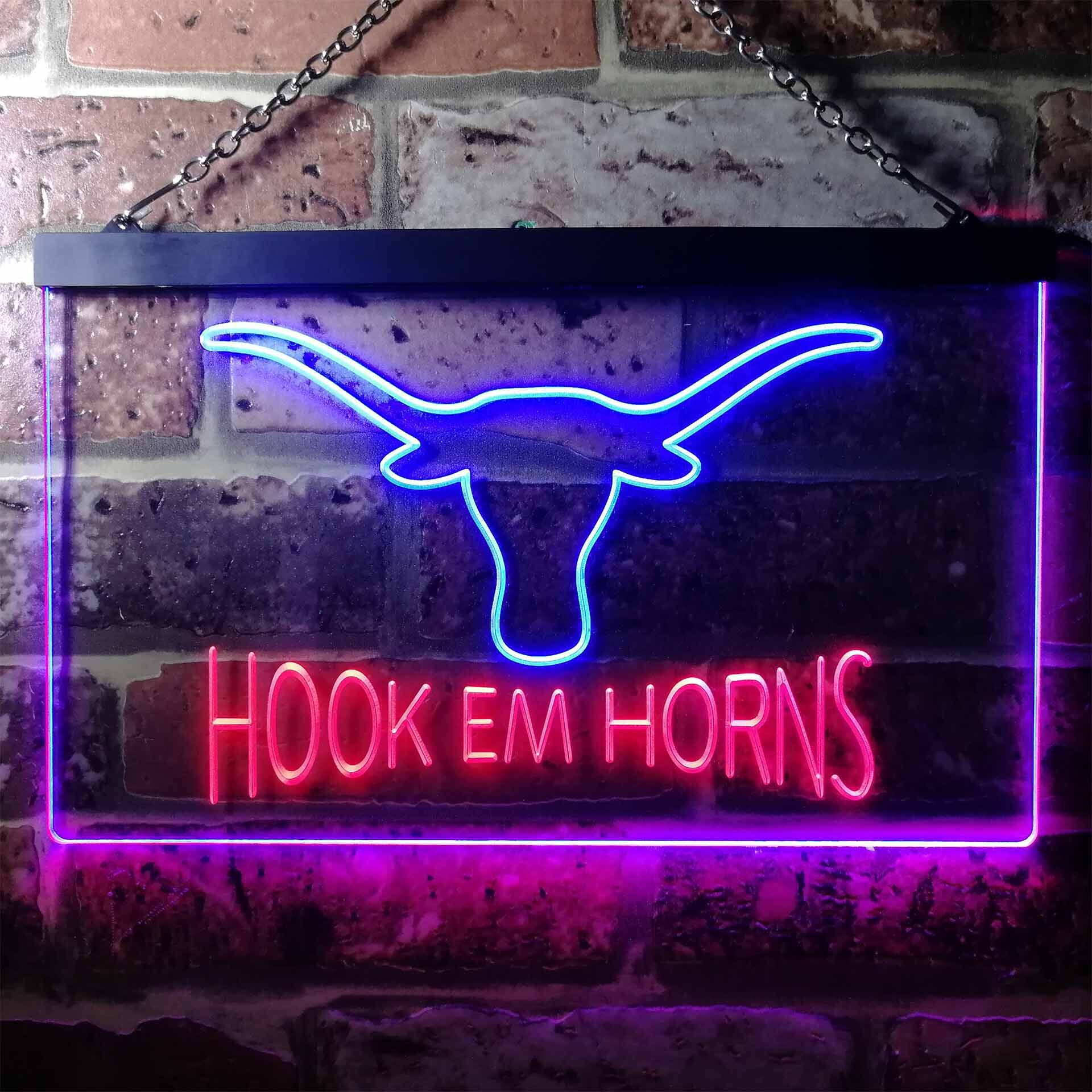 Hook Em Horns University of Texas Two Color LED Neon Sign Etsy
