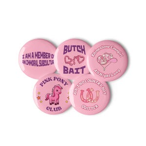 Five Pins, 1.25&quot;, Sapphic, WLW, Lesbian, Bi, Chappell Roan Inspired Statement Pin Set, Pride, Sappho, Girl Kisser