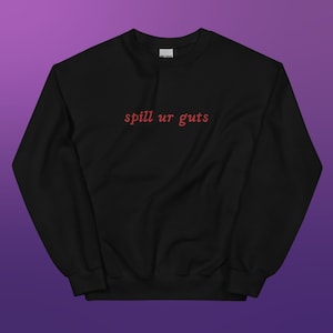 embroidered spill ur guts olivia rodrigo inspired crewneck sweatshirt, concert gift