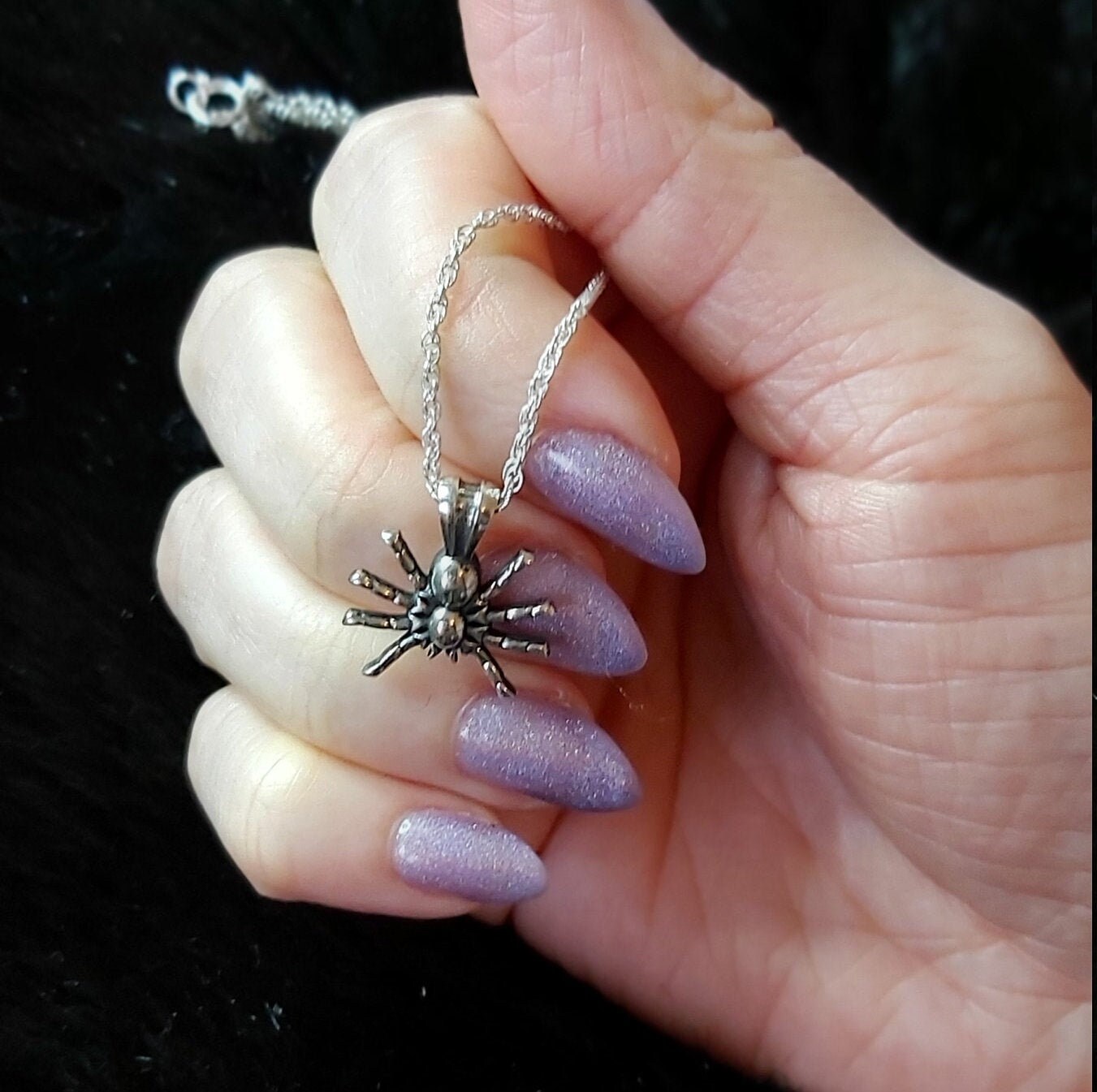 Sterling Silver Spider Necklace | Chunky Charm | Gothic Alternative Jewellery | Grunge Style | Macabre | Dark Academia| forest witch