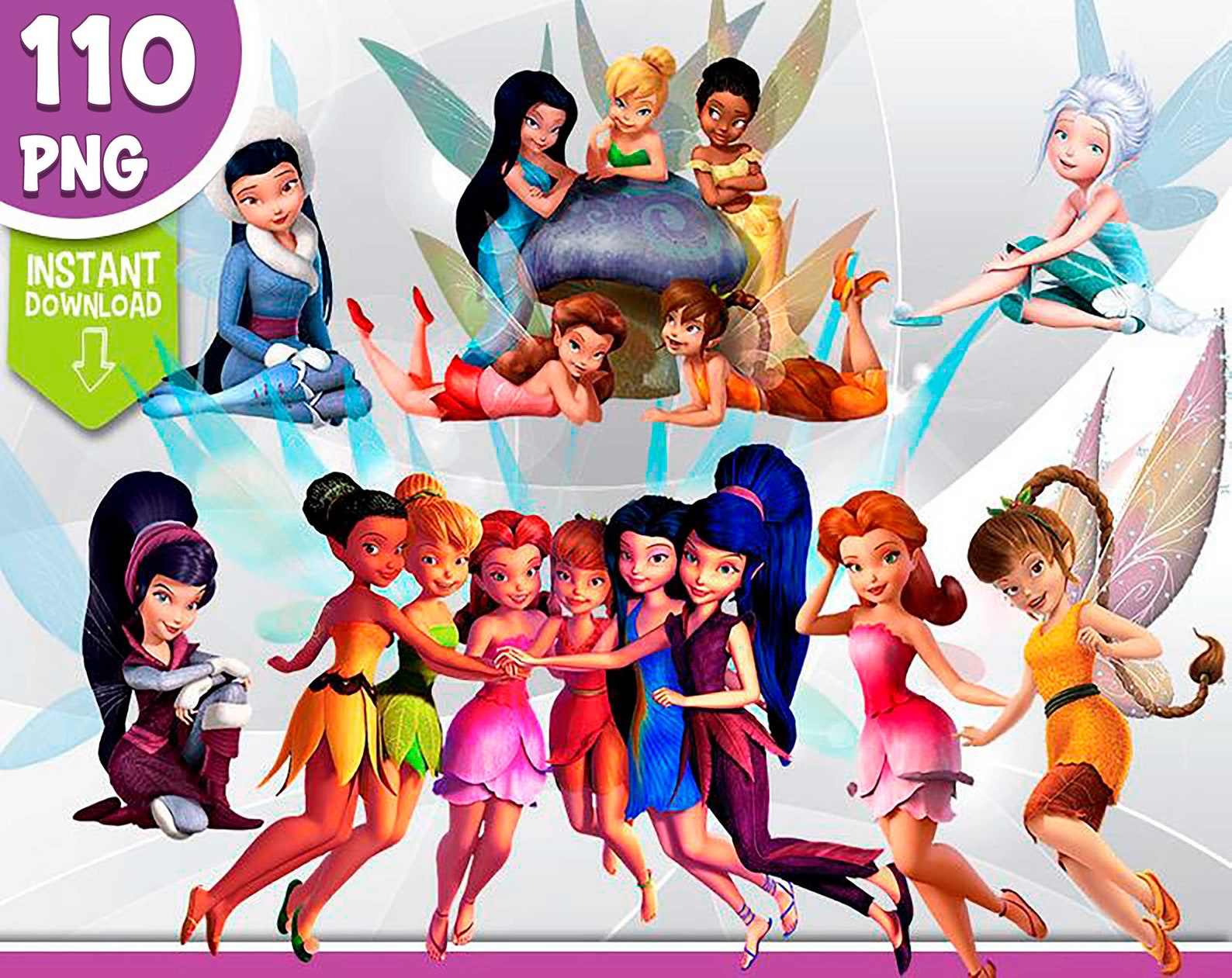 Disney Fairies Clipart Disney Fairies PNG Tinkerbell Clip Art Etsy