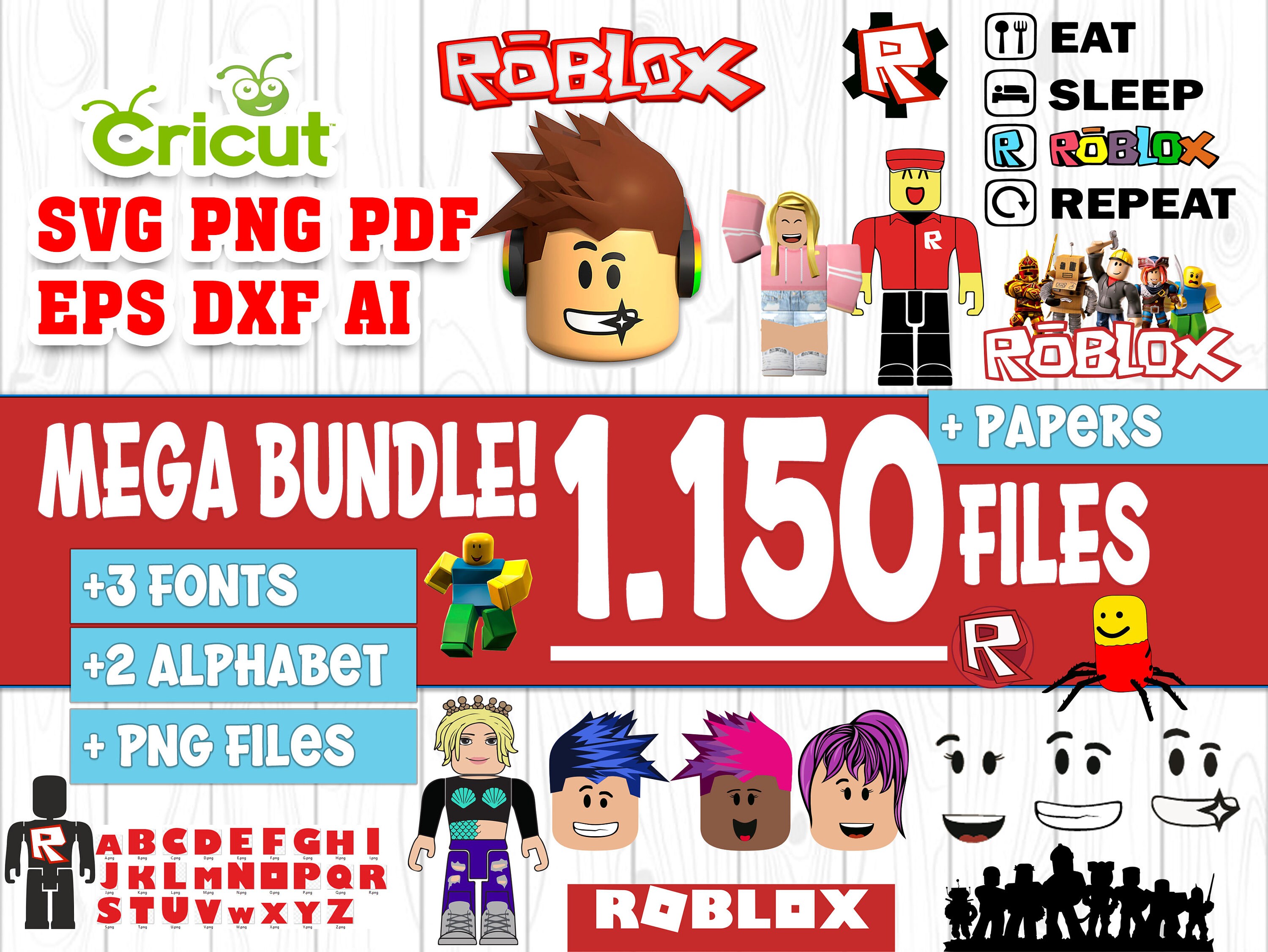 Roblox Svg Roblox Clip art svg Roblox Font Roblox Bundle Roblox Paper…