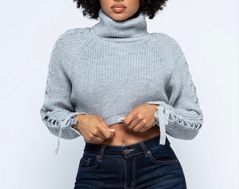 Lace Me Up Turtleneck Sweater