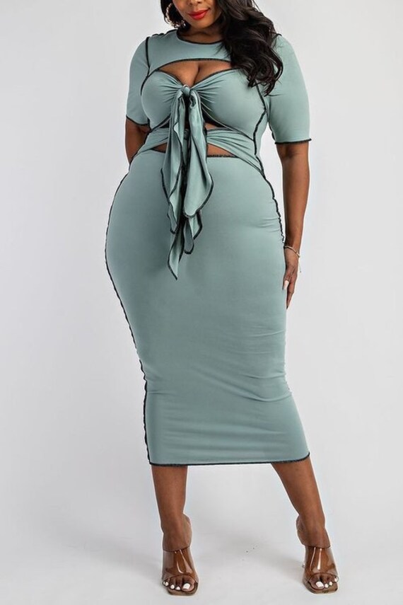All Curves Out Midi you Dress - Gem