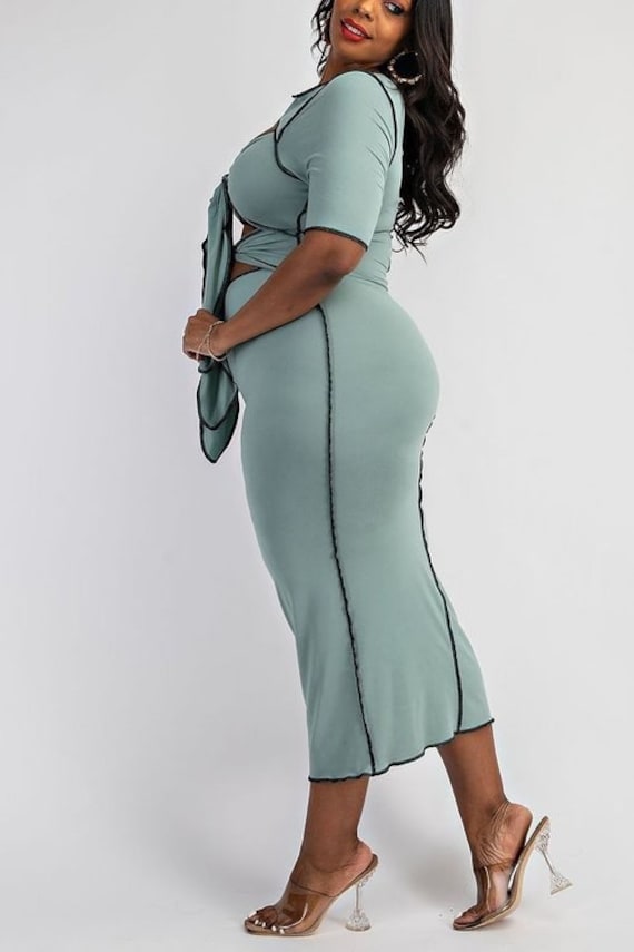 All Curves Out Midi you Dress - Gem