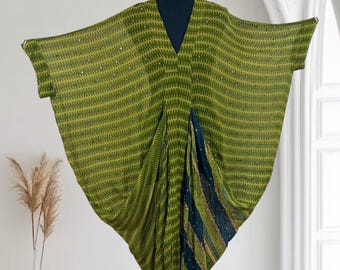 Geüpcycled sari-kaftan, boho-tropen